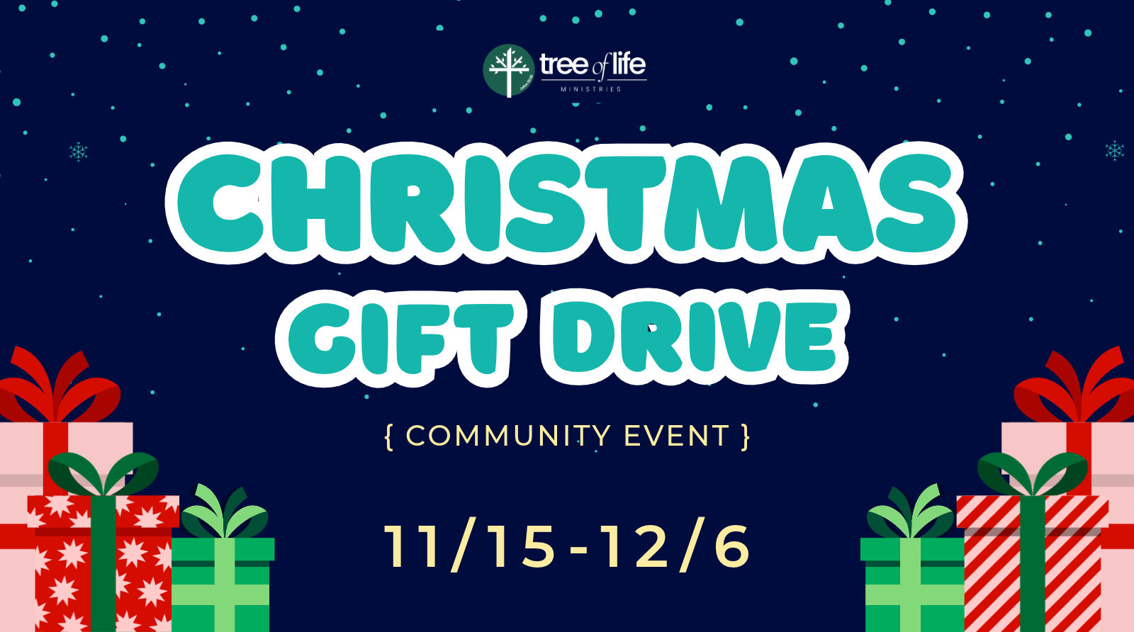 Calendar event graphic Christmas Gift Drive 2026